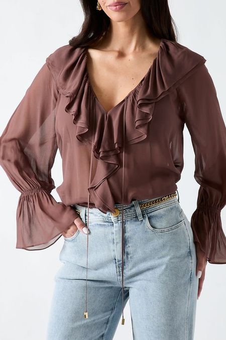Блуза на завязках с оборками Marciano by Guess