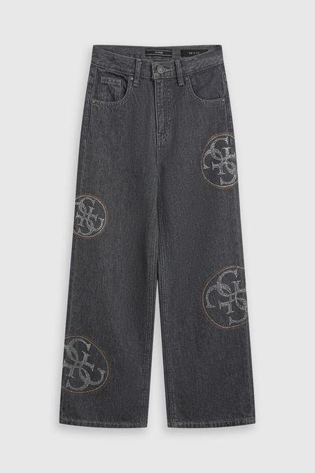 Джинсы прямого кроя со стразами Guess