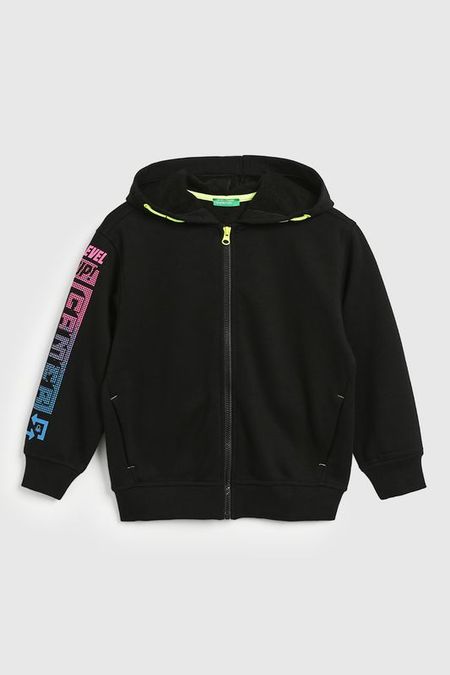 Толстовка хлопковая на молнии с капюшоном Benetton