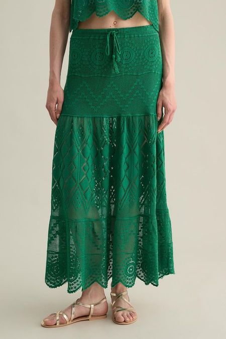 Юбка вязаная на кулиске ажурная Piombo