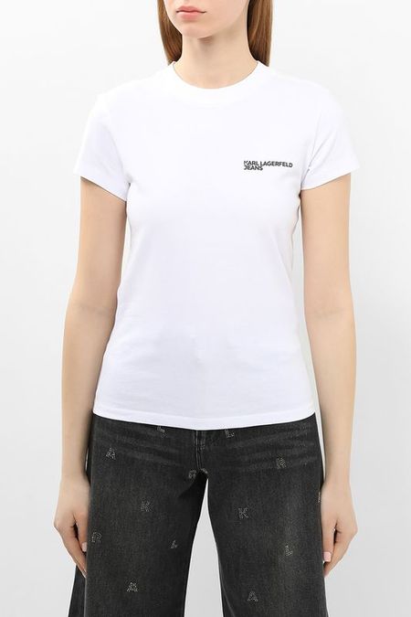 Футболка хлопковая с логотипом Karl Lagerfeld Jeans