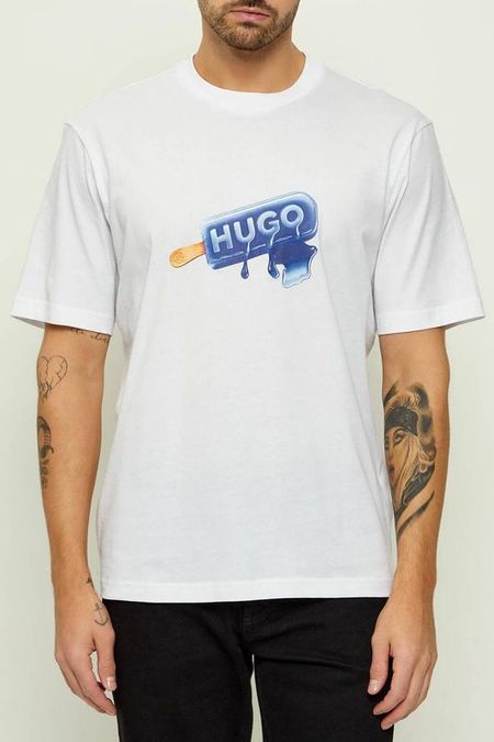 Футболка хлопковая с принтом HUGO