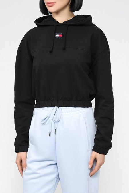 Хлопковое худи укороченного кроя Tommy Jeans