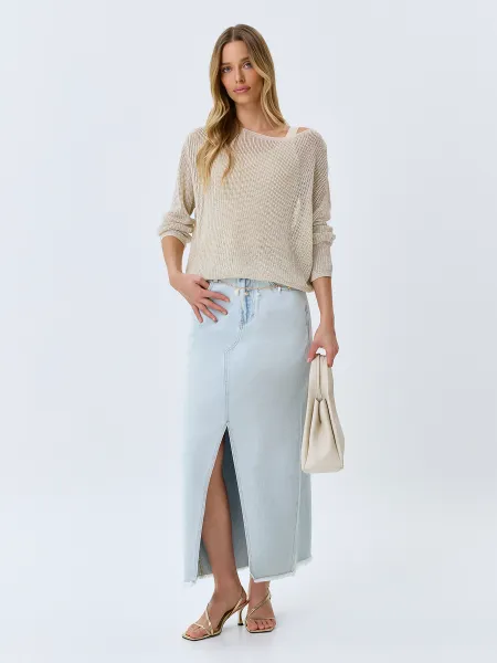 Джинсовая юбка с декоративным поясом SAVAGE