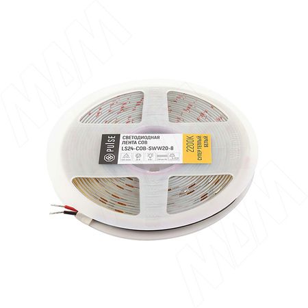 ЛЮКС COB лента светодиодная, 336 диодов, 24V, 5 м, CRI 90, супертеплый белый 2200К, IP20, 8W/1м, LUX (LS24-COB-SWW20-8)