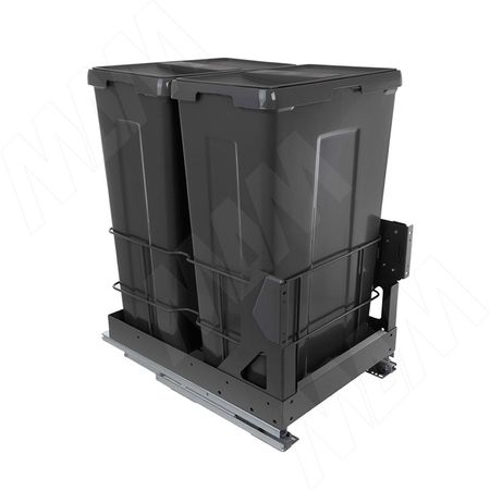 MOVEBOX F45 Система сортировки и хранения, платформа, 2 емкости (2x35), креп. фасада, полн.выдв., плавн.закр., графит (WRB452-70DGHFS)