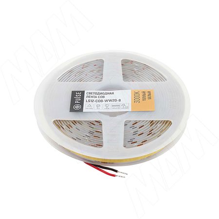 ЛЮКС COB лента светодиодная, 336 диодов, 12V, 5 м, CRI 90, теплый белый 3000К, IP20, 8W/1м, LUX (LS12-COB-WW20-8)