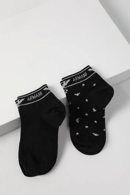Набор из двух пар хлопковых носков с логотипом бренда EMPORIO ARMANI