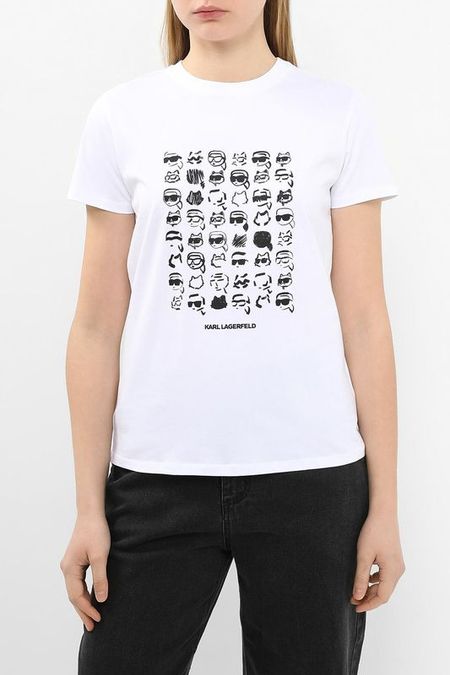 Футболка хлопковая с принтом Karl Lagerfeld