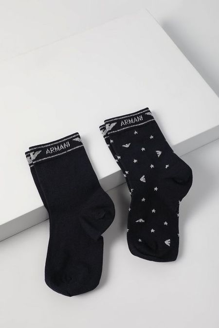 Набор из двух пар хлопковых носков с логотипом бренда EMPORIO ARMANI