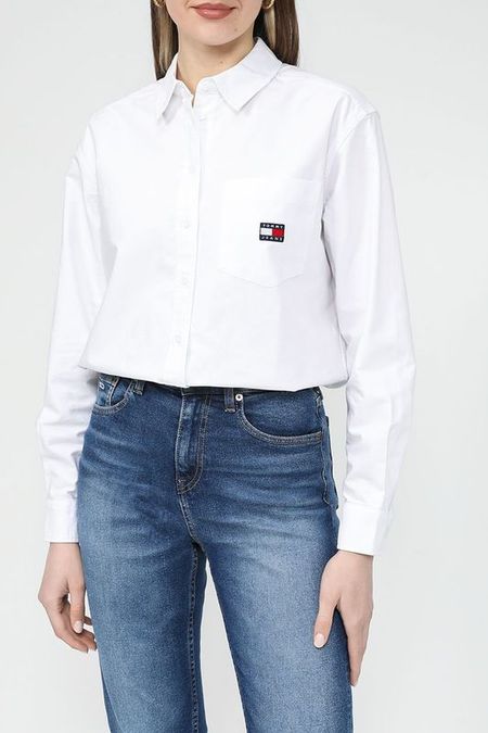 Рубашка хлопковая с логотипом Tommy Jeans
