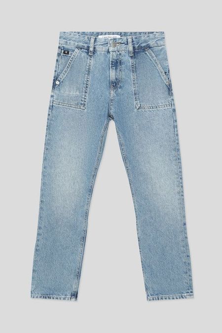 Джинсы с эффектом потертости с карманами Calvin Klein Jeans
