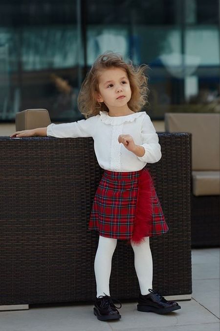 Хлопковая юбка в клетку EVIKA KIDS