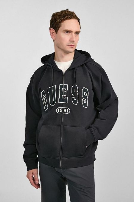 Толстовка хлопковая на молнии с капюшоном Guess