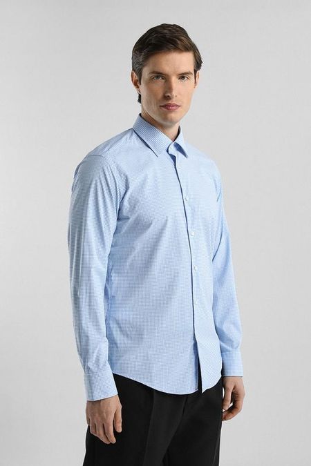 Рубашка прямого кроя в мелкую клетку BOSS