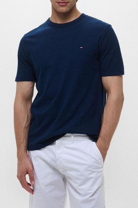 Футболка из хлопка и льна Tommy Hilfiger