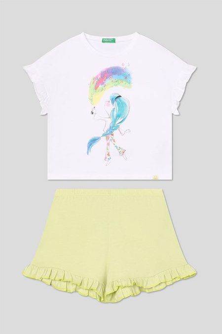 Пижама хлопковая с принтом Benetton Undercolors