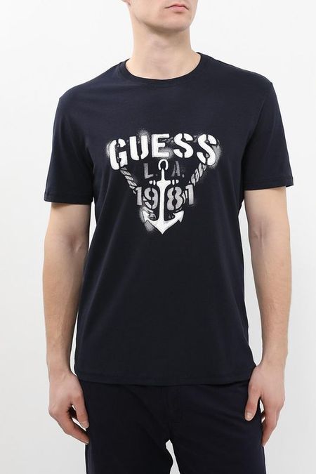 Футболка хлопковая с логотипом Guess