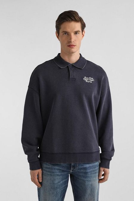 Толстовка хлопковая с воротником поло Guess Jeans