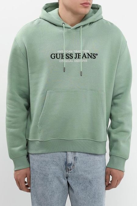 Худи хлопковое с карманом Guess Jeans