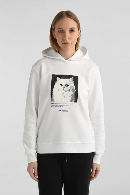 Худи хлопковое с принтом Karl Lagerfeld