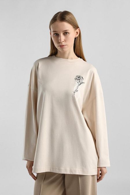 Лонгслив хлопковый свободного кроя Guess