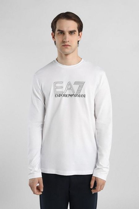 Лонгслив хлопковый с принтом Ea7