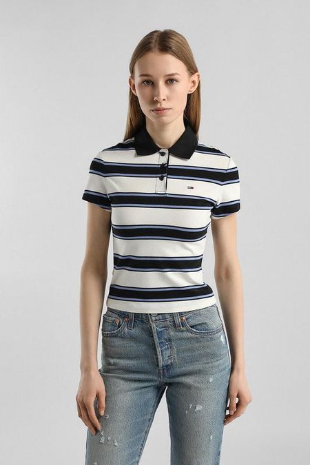 Поло хлопковое в полоску Tommy Jeans