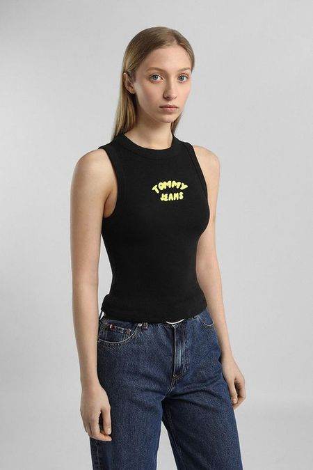 Топ хлопковый с логотипом Tommy Jeans