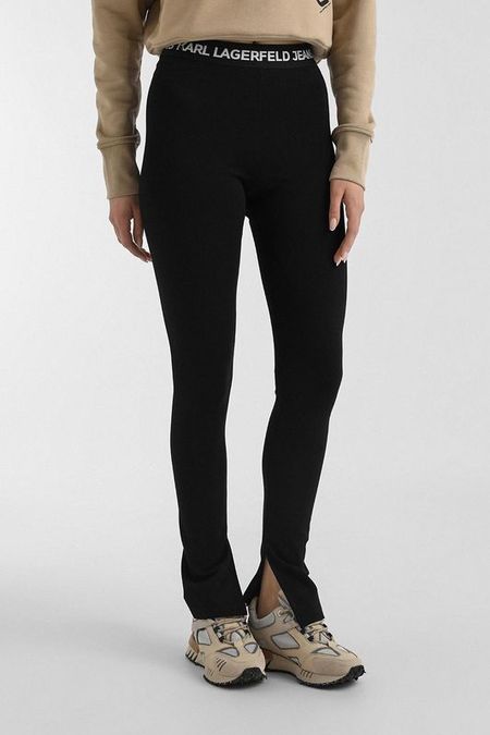 Брюки с логотипом на поясе и разрезами Karl Lagerfeld Jeans