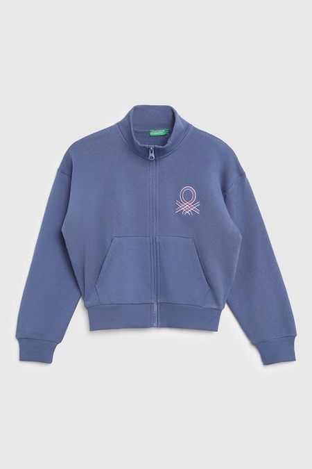Толстовка хлопковая на молнии с карманом Benetton