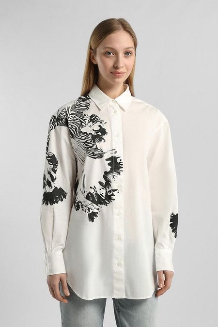 Рубашка хлопковая с принтом Desigual