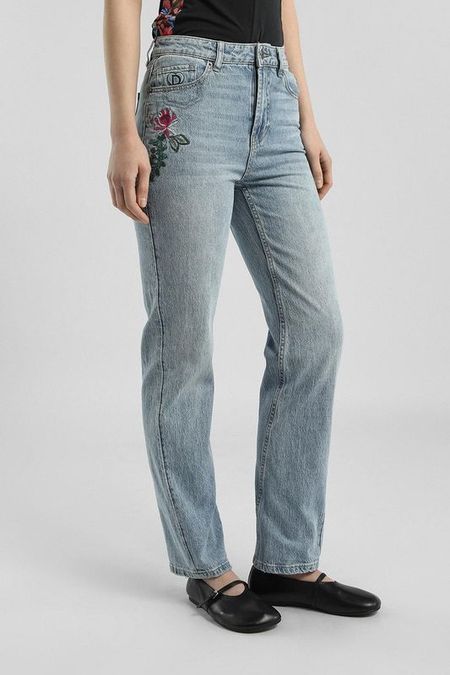 Джинсы с вышивкой прямого кроя Desigual