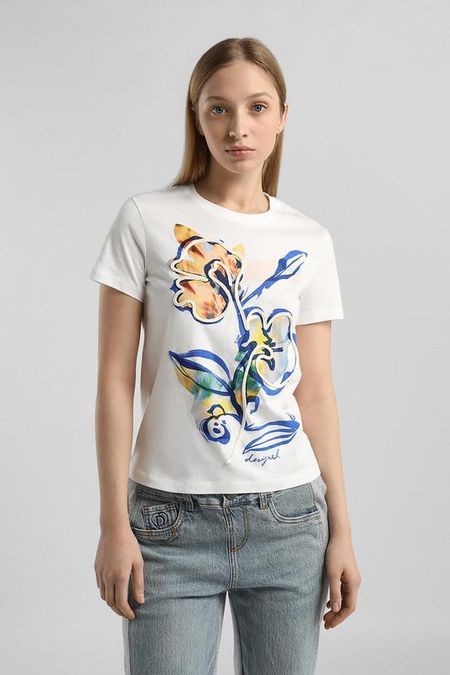Футболка хлопковая с принтом Desigual
