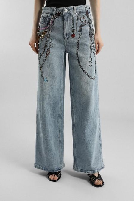 Джинсы прямого кроя с вышивкой Desigual