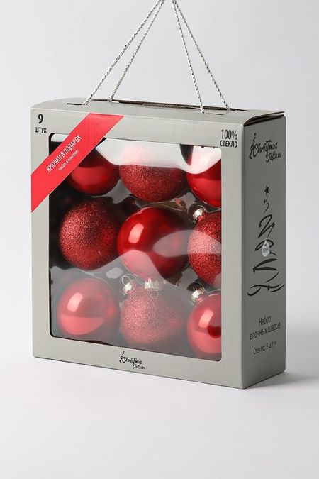 Набор из 9 елочных стеклянных шаров ChristmasDeLuxe