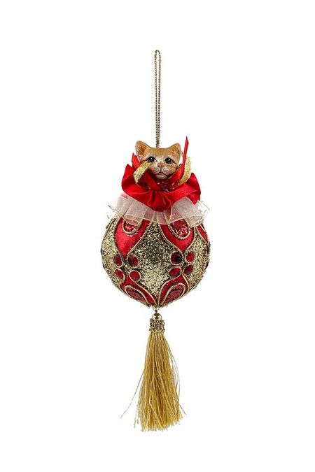Новогоднее украшение Кот на шаре ChristmasDeLuxe