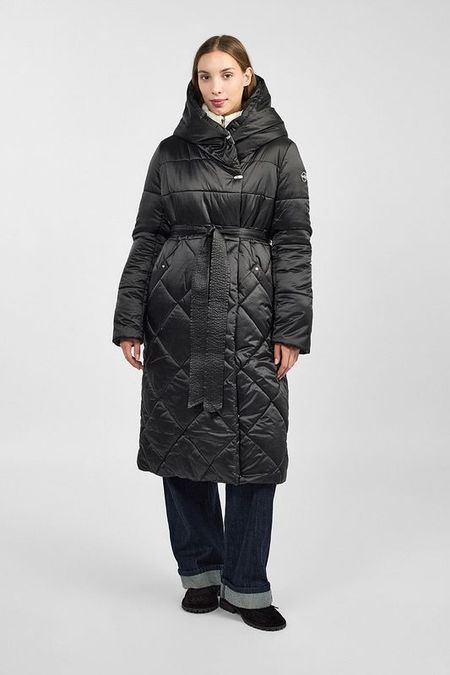 Пальто утепленное с капюшоном и поясом Maritta