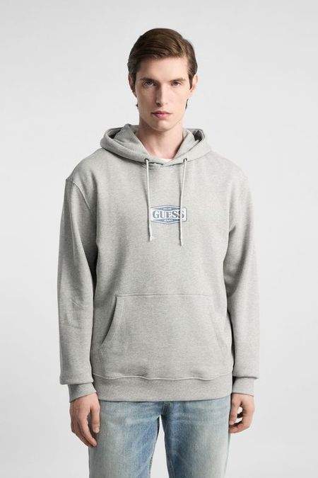 Худи хлопковое с карманом Guess Jeans