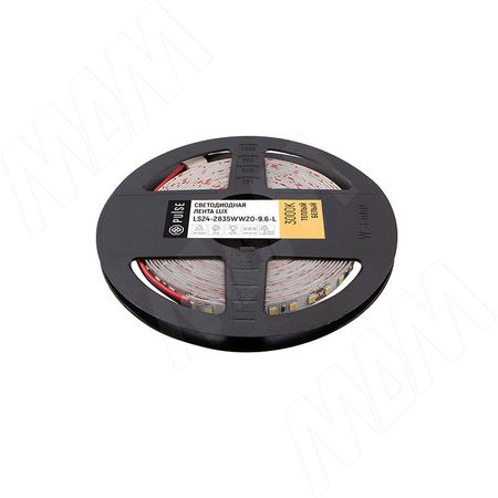 ЛЮКС Лента светодиодная 2835/120, 24V, 5 м, CRI 90, теплый белый 3000К, IP20, 9.6W/1м, LUX (LS24-2835WW20-9.6-L)
