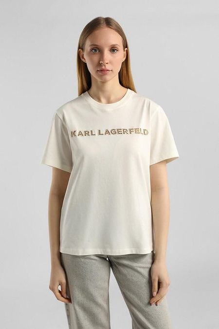 Футболка хлопковая с логотипом Karl Lagerfeld