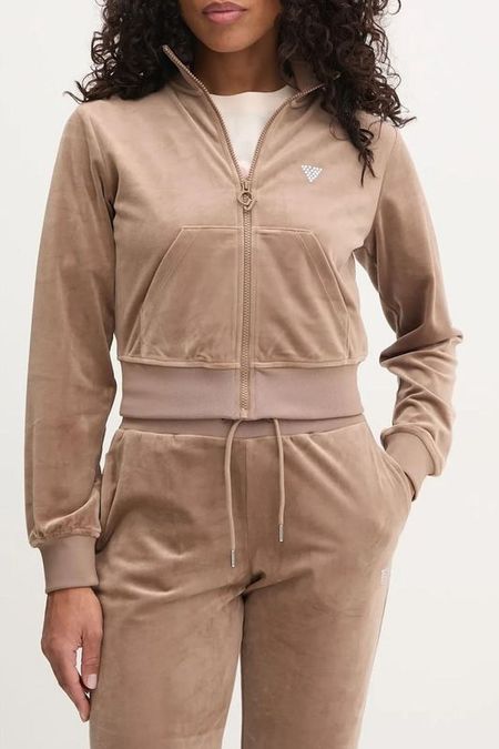 Толстовка на молнии велюровая с воротником стойкой Guess
