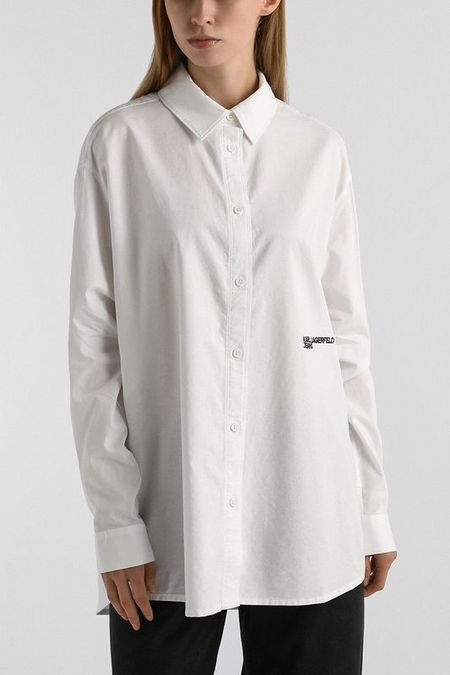 Рубашка хлопковая прямого кроя Karl Lagerfeld Jeans