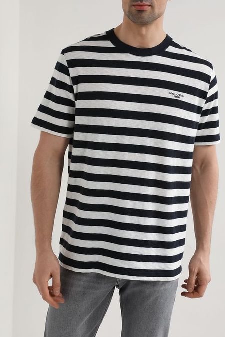Футболка хлопковая в полоску с логотипом Marc O'Polo Denim
