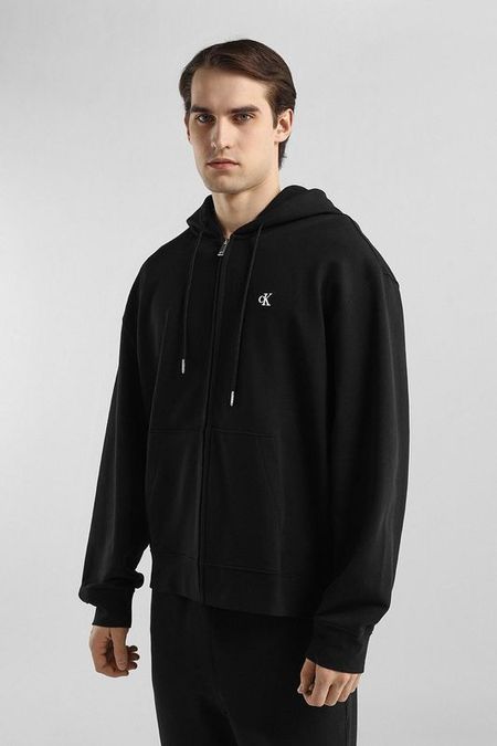 Толстовка хлопковая на молнии с капюшоном Calvin Klein Jeans