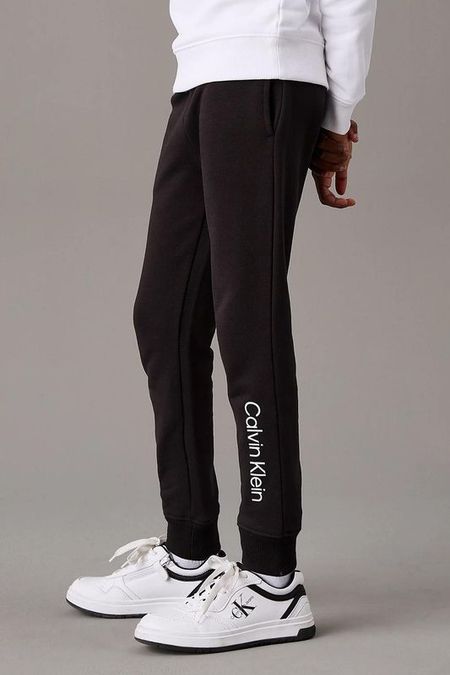 Брюки хлопковые на кулиске с логотипом Calvin Klein Jeans