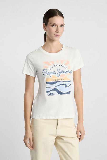 Футболка хлопковая с принтом PEPE JEANS