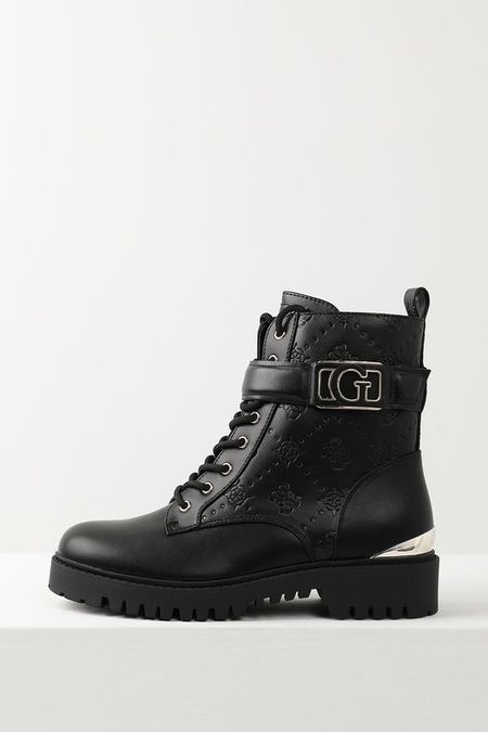 Ботинки высокие с тиснением логотипа и пряжкой Guess