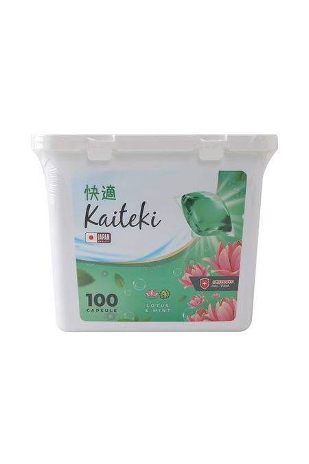 Капсулы для стирки 3в1 "Antibacterial", аромат Мята и Лотос, 100 шт Kaiteki