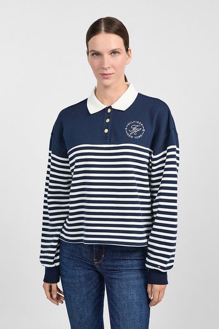 Поло хлопковое в полоску Tommy Hilfiger